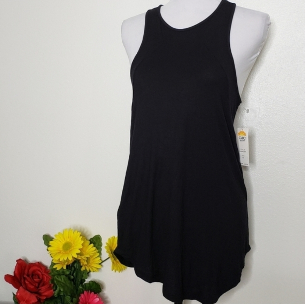 C&C Sport Racerback Long Semi Sheer Top Performance Wear Athleisure Fall Workout - Picture 11 of 11